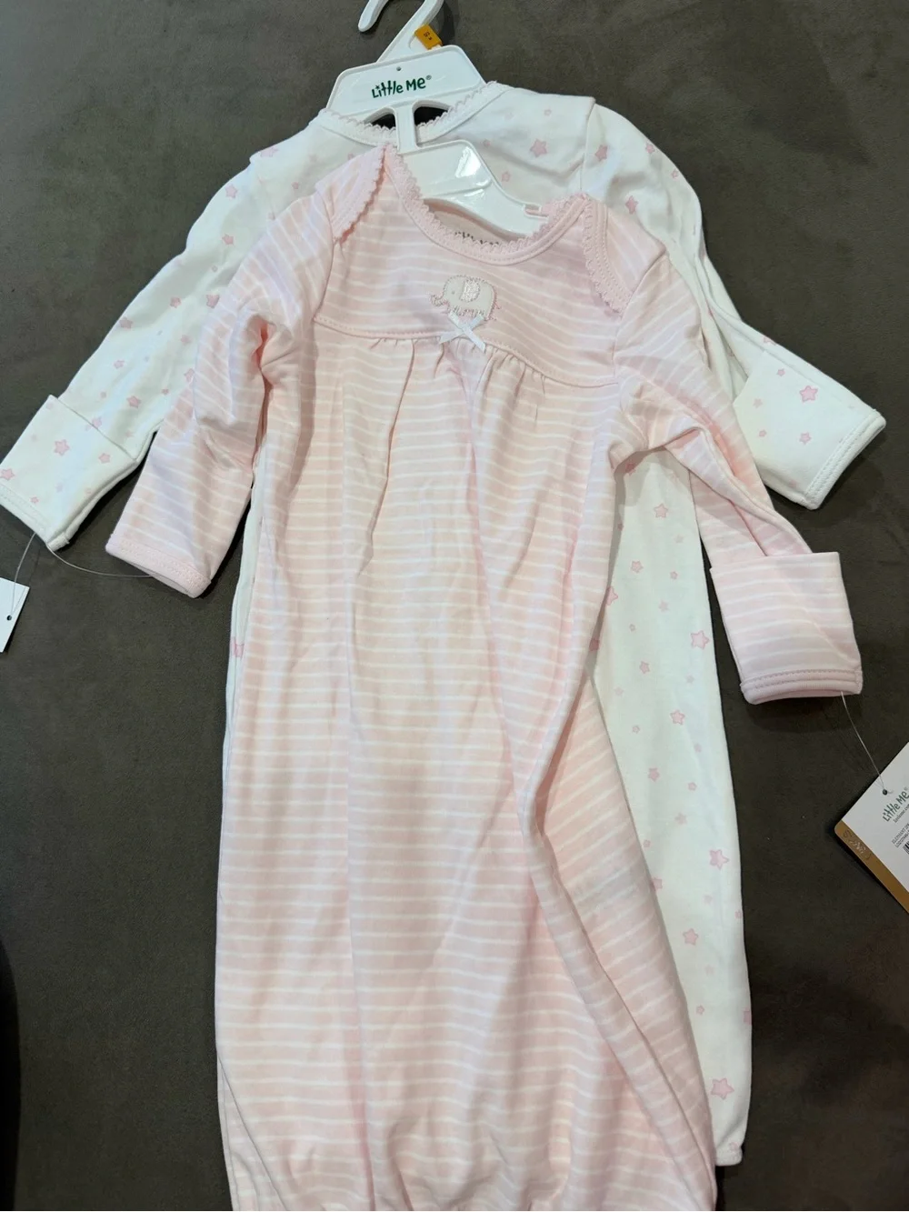 Little Me Pink Baby Sleep Gown - Soft Striped and Star Pajamas 2 set